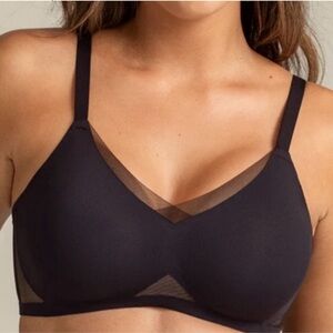 Honeylove CrossOver Bra Mesh Wire-free Adjustable Straps Size XL Black Wireless